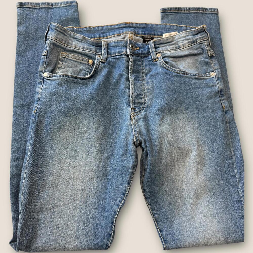 &Denim Women’s Skinny Low Waist Jeans 34x34 Button Fly Stretch Denim